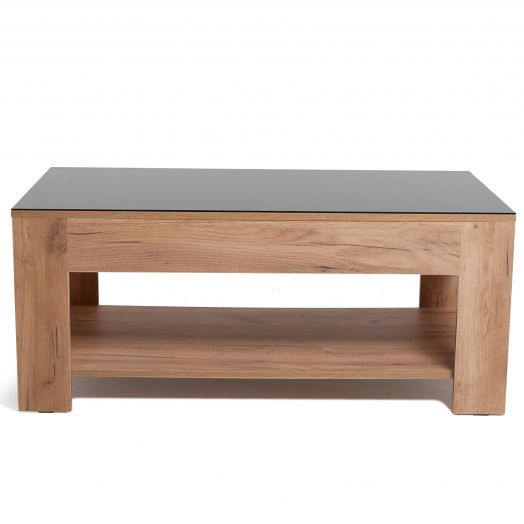 Стол журнальный BeautyStyle 26 дуб крафт золотой/стекло черное