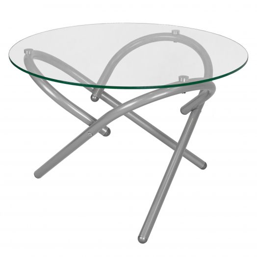 Стол журнальный Дуэт 15 металлик/прозрачное