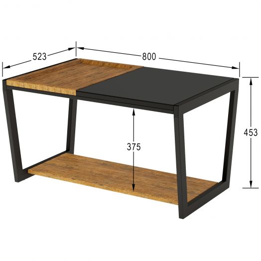Стол журнальный Трисс дуб американский/черная лакобель/черный