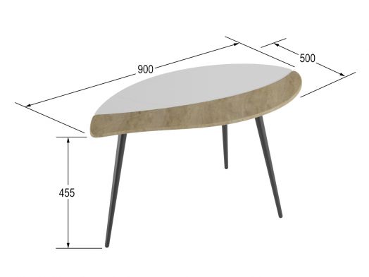 Стол журнальный Лайм дуб сонома/белый/чёрный