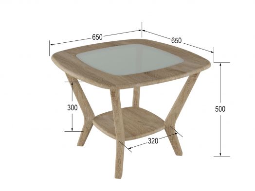 Стол журнальный Мельбурн со стеклом дуб сонома/дуб сонома