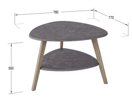 Стол журнальный Бруклин серый бетон/дуб сонома