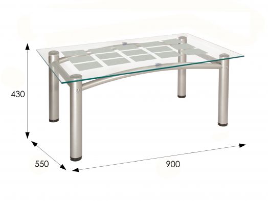Стол журнальный Робер 3М металлик/прозрачное