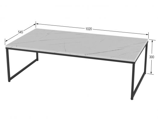 Стол журнальный Инсайд белый мрамор/черный