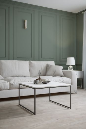 Стол журнальный Овер белый мрамор/черный