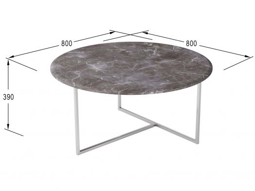 Стол журнальный Маджоре серый мрамор/хром