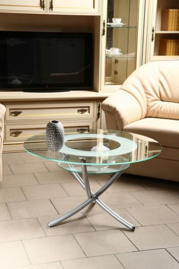 Стол журнальный Дуэт 4 металлик/ прозрачное