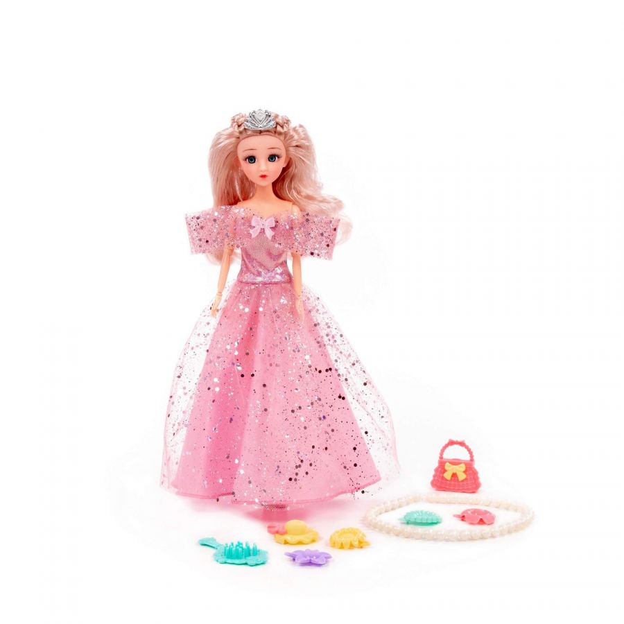 Кукла "Ксюша" (30 см) в нарядном платье + аксессуары (8 элементов) (в коробке №3)