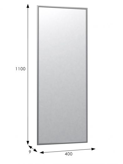 Зеркало настенное в раме Сельетта-6, матовое серебро 110 см х 40 см