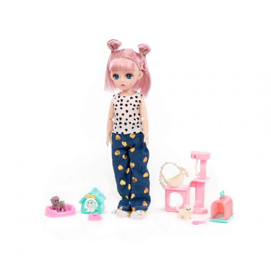 Кукла "Даша" (29 см) на прогулке + аксессуары (11 элементов) (в коробке №2)