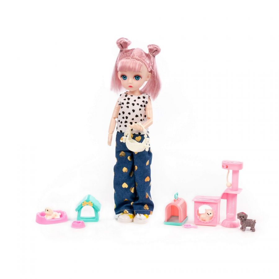 Кукла "Даша" (29 см) на прогулке + аксессуары (11 элементов) (в коробке №2)