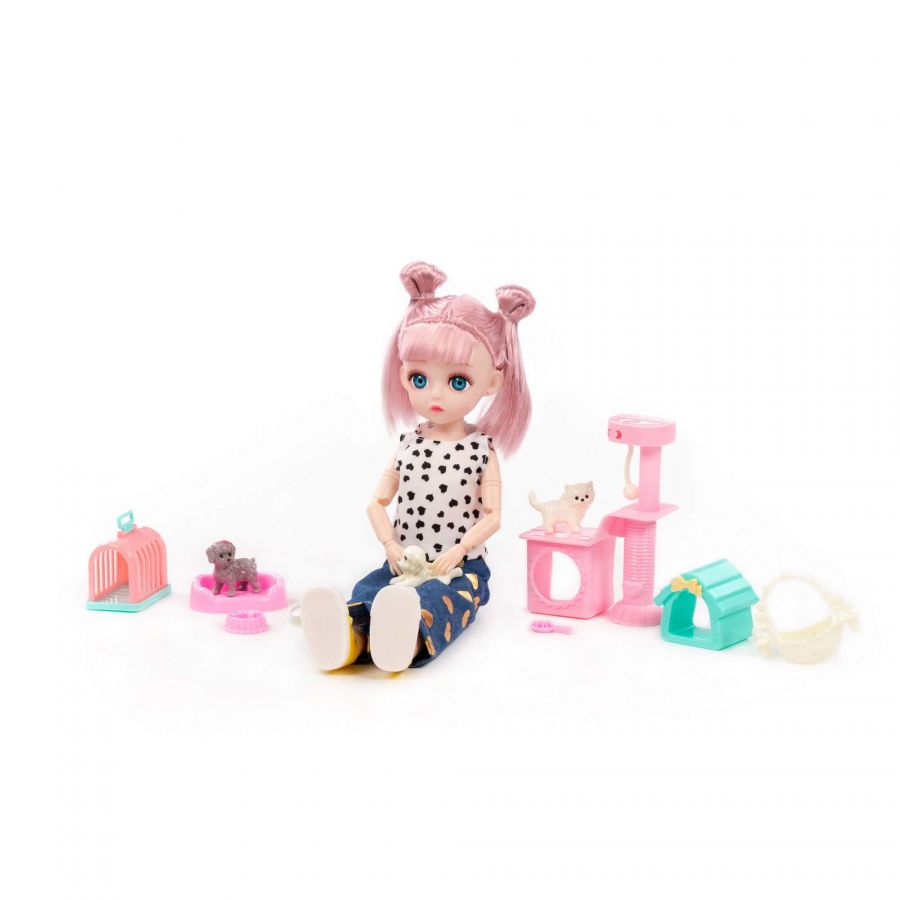 Кукла "Даша" (29 см) на прогулке + аксессуары (11 элементов) (в коробке №2)