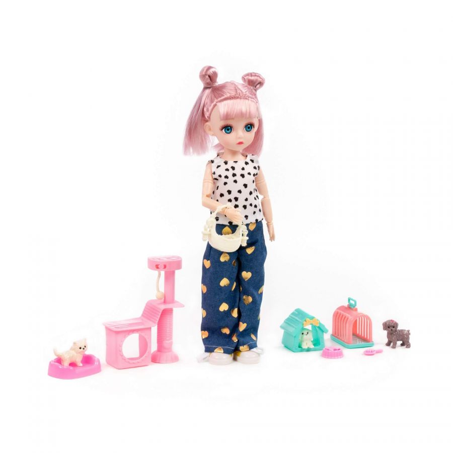Кукла "Даша" (29 см) на прогулке + аксессуары (11 элементов) (в коробке №2)