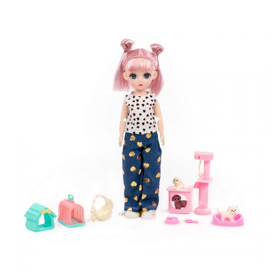 Кукла "Даша" (29 см) на прогулке + аксессуары (11 элементов) (в коробке №2)
