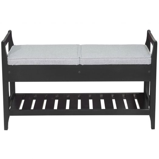 Скамья для прихожей Н с ящиком, ткань серый, каркас венге