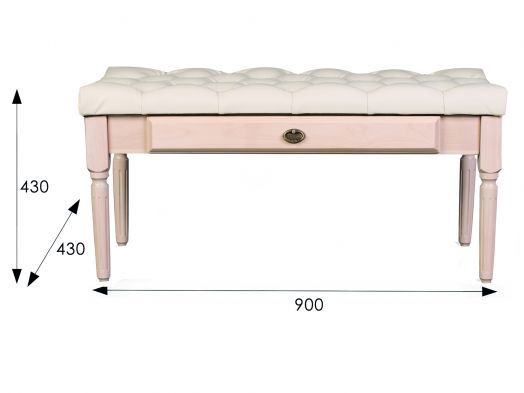 Банкетка Оливия экокожа молочный/белый ясень