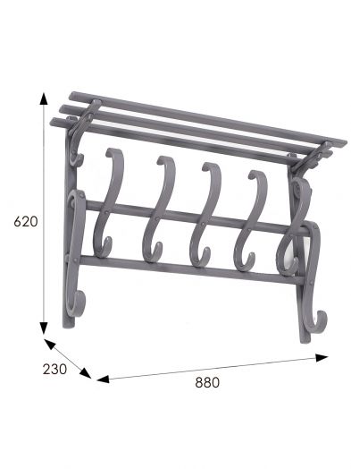 Вешалка настенная В 7Н серый