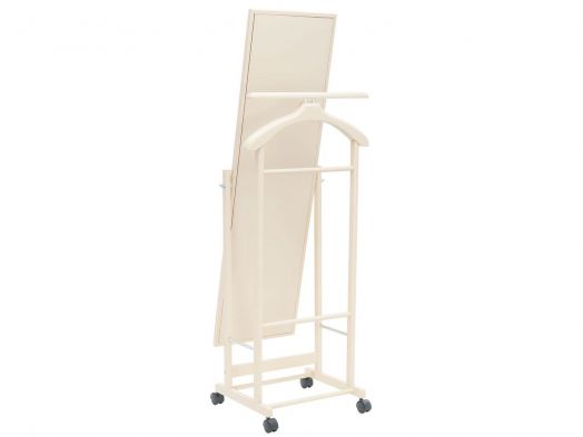 Вешалка костюмная с зеркалом на колесах В 24Н слоновая кость