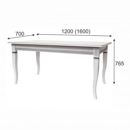 Стол обеденный Фидея 3 белый/серебро 120/160*70