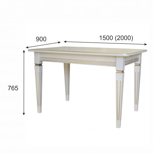 Стол обеденный Васко В 87Н слоновая кость/золото 150/200*90