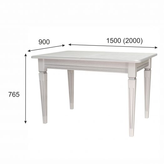 Стол обеденный Васко В 87Н белый/серебро 150/200*90