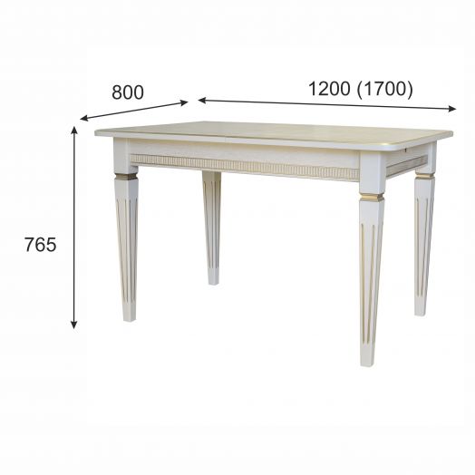 Стол обеденный Васко В 86Н слоновая кость/золото 120/170*80