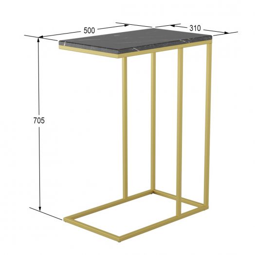 Стол придиванный Агами Голд черный мрамор/золото