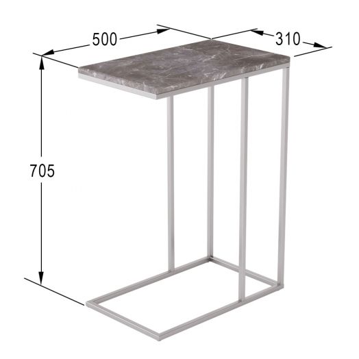 Стол придиванный Агами серый мрамор/хром
