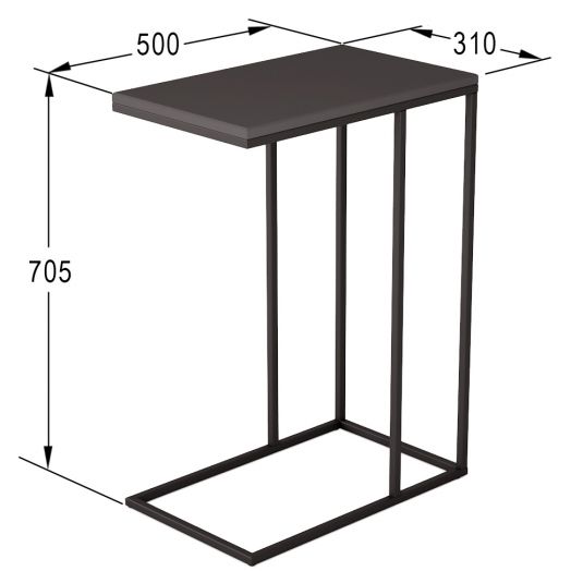 Стол придиванный Агами графит/чёрный