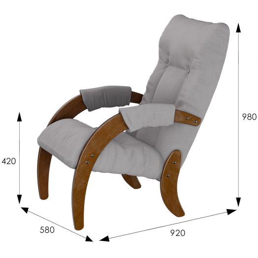 Кресло для отдыха Модель 61 Ткань ультра смок, каркас орех антик