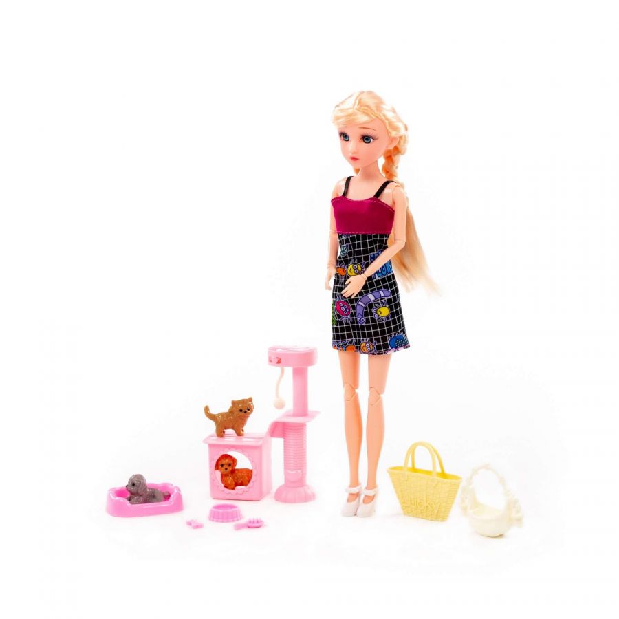 Кукла "Ксюша" (30 см) на прогулке + аксессуары (10 элементов) (в коробке №3)