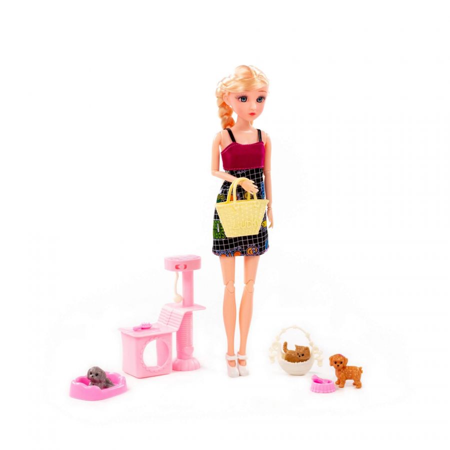 Кукла "Ксюша" (30 см) на прогулке + аксессуары (10 элементов) (в коробке №3)