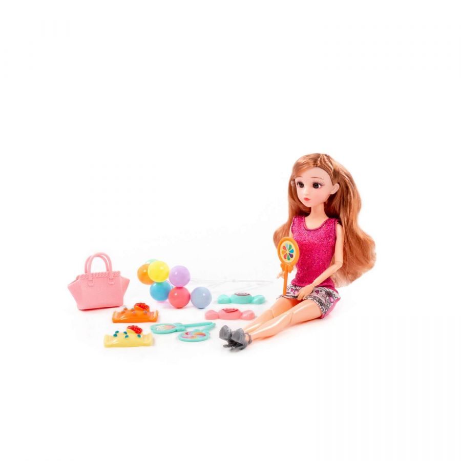 Кукла "Ксюша" (30 см) в платье + аксессуары (9 элементов) (в коробке №4)