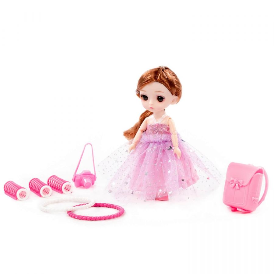 Кукла "Маша" (16 см) у парикмахера + аксессуары (7 элементов) (в коробке №2)