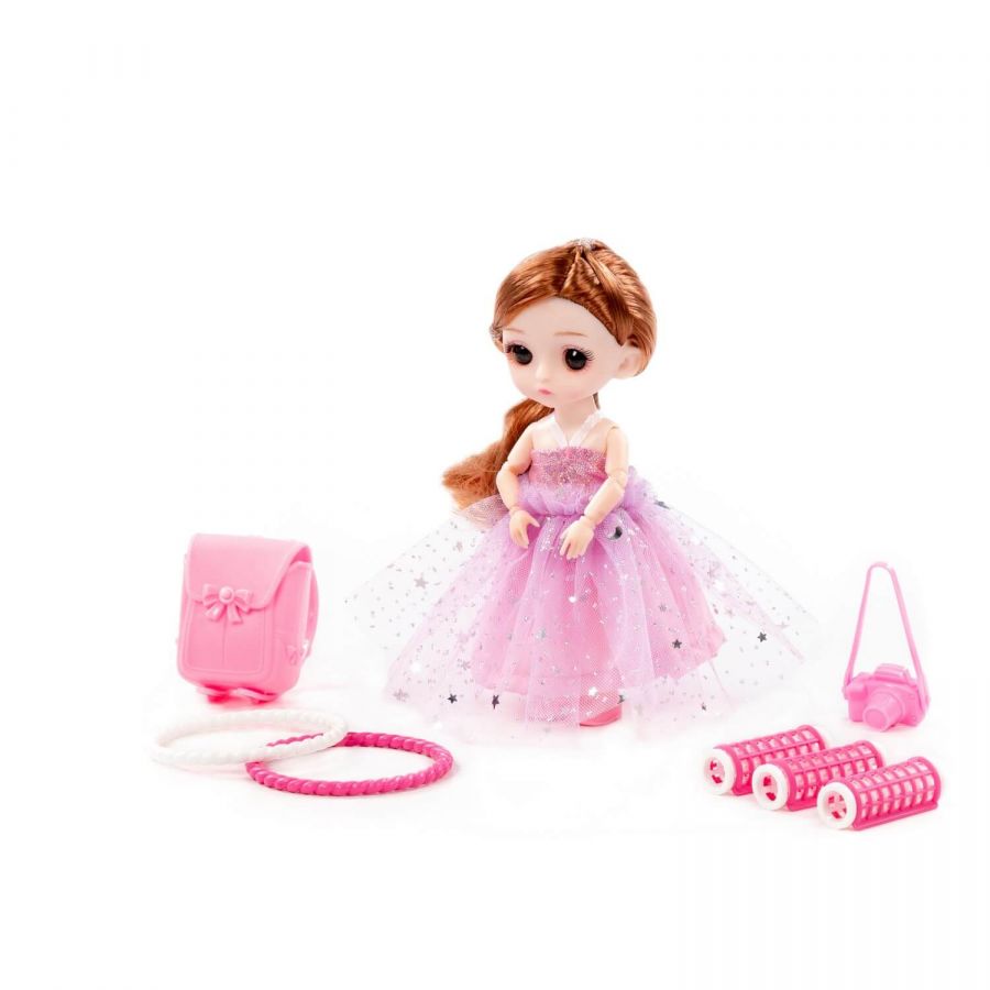 Кукла "Маша" (16 см) у парикмахера + аксессуары (7 элементов) (в коробке №2)