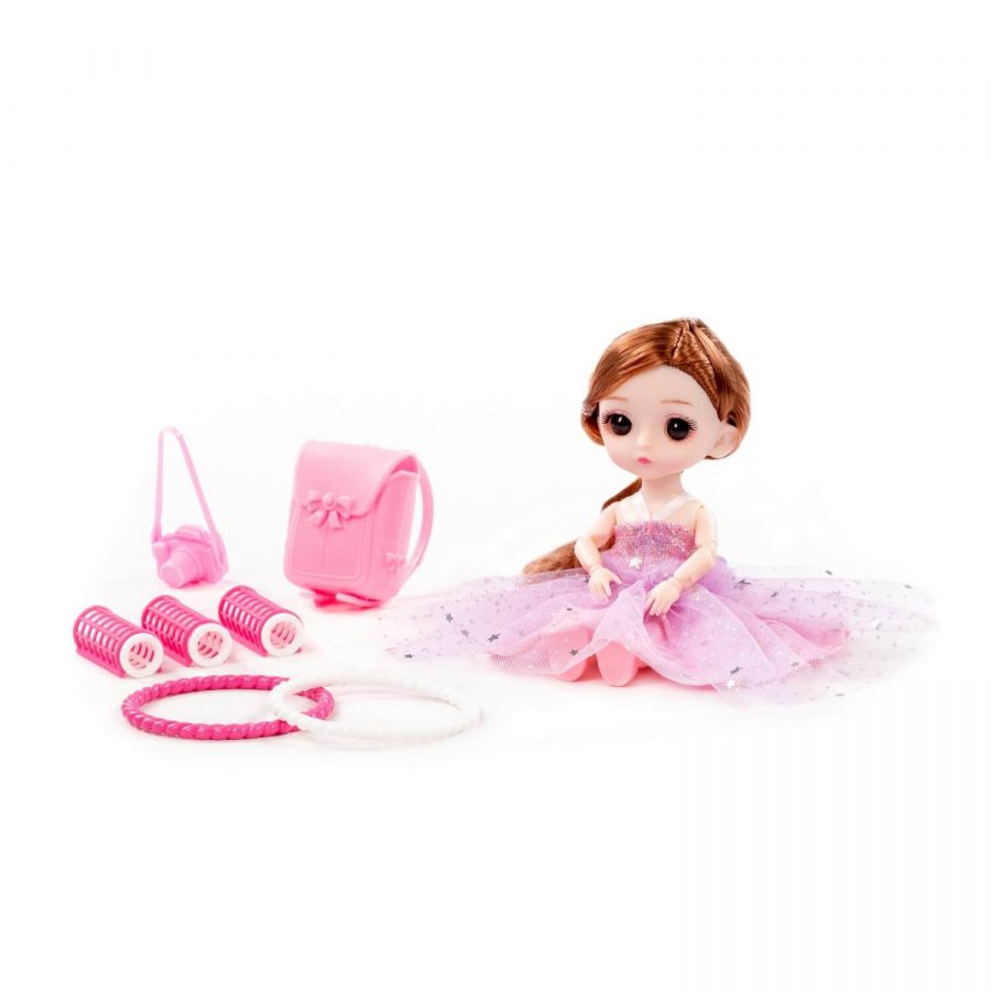 Кукла "Маша" (16 см) у парикмахера + аксессуары (7 элементов) (в коробке №2)