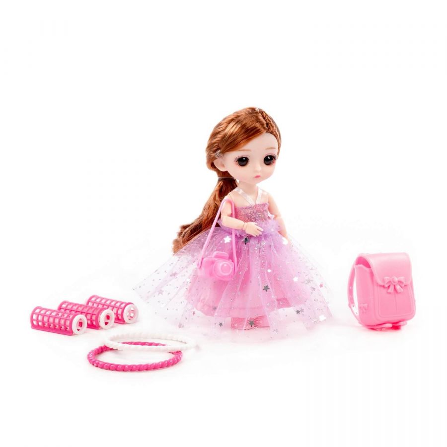 Кукла "Маша" (16 см) у парикмахера + аксессуары (7 элементов) (в коробке №2)