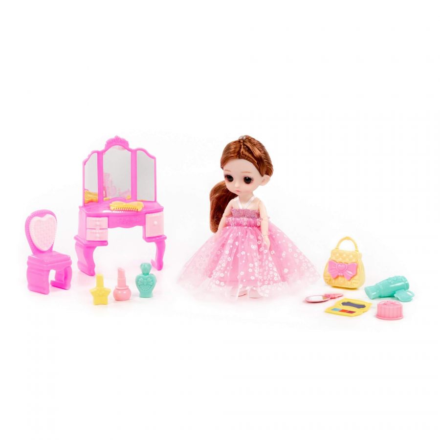Кукла "Маша" (16 см) в пышном платье + аксессуары (12 элементов) (в коробке №3)