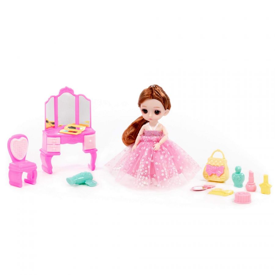 Кукла "Маша" (16 см) в пышном платье + аксессуары (12 элементов) (в коробке №3)