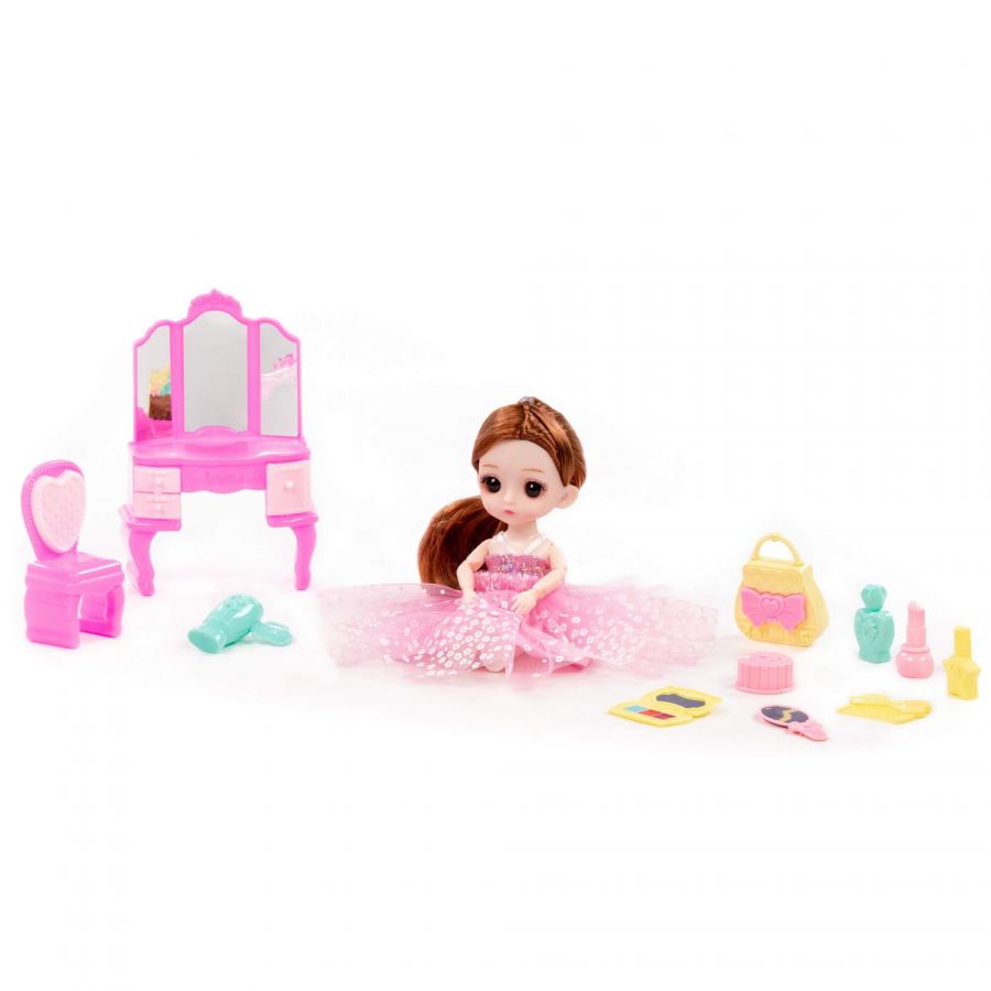 Кукла "Маша" (16 см) в пышном платье + аксессуары (12 элементов) (в коробке №3)