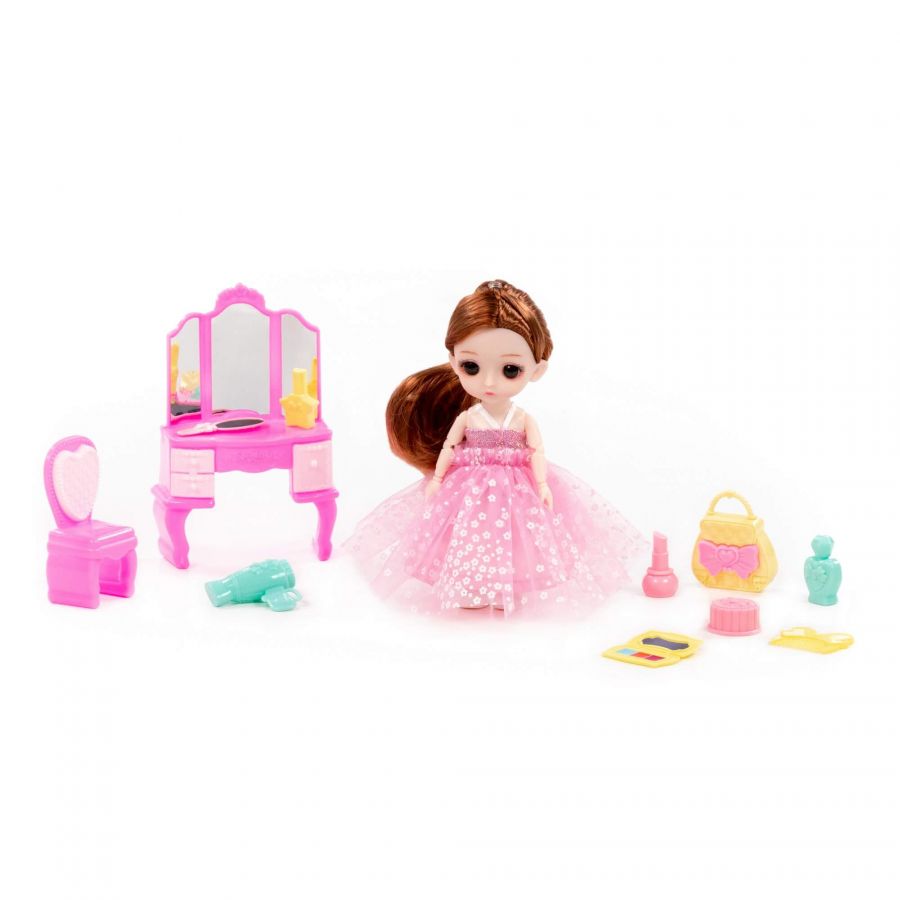 Кукла "Маша" (16 см) в пышном платье + аксессуары (12 элементов) (в коробке №3)