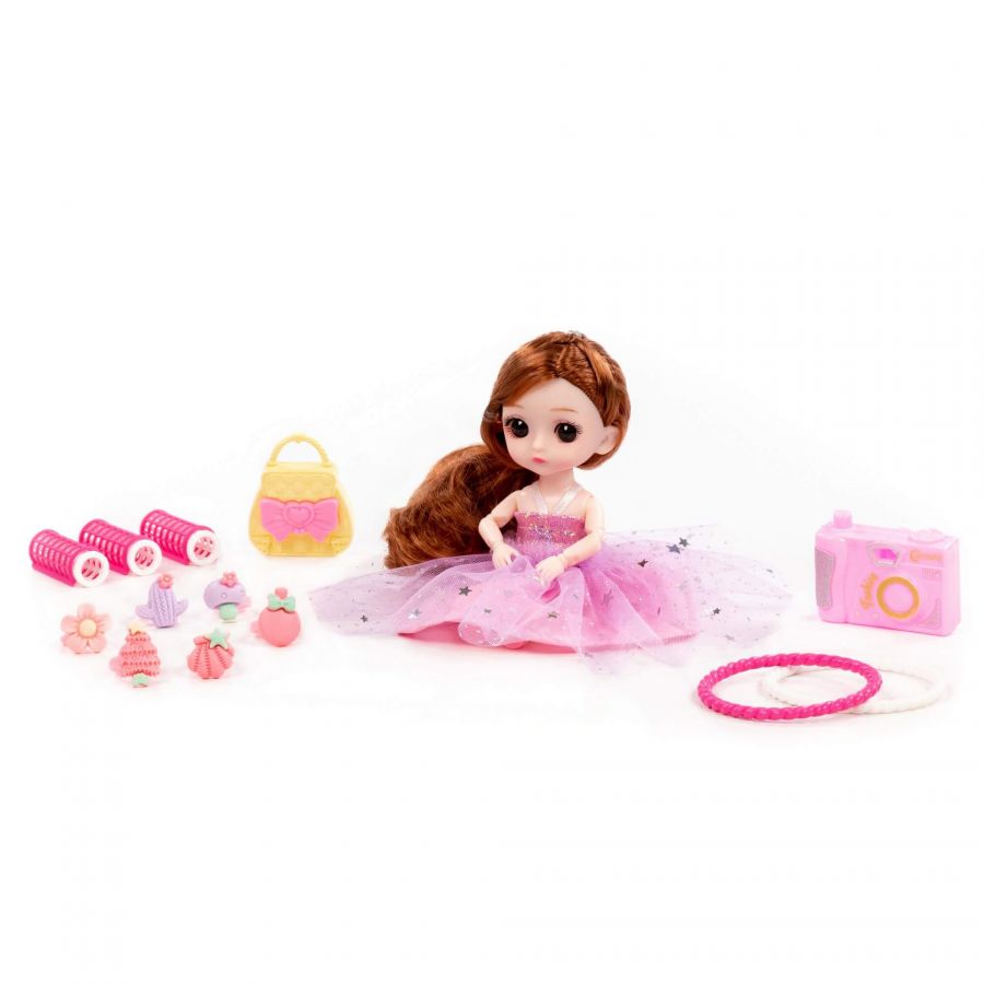 Кукла "Маша" (16 см) у парикмахера + аксессуары (13 элементов) (в коробке №3)