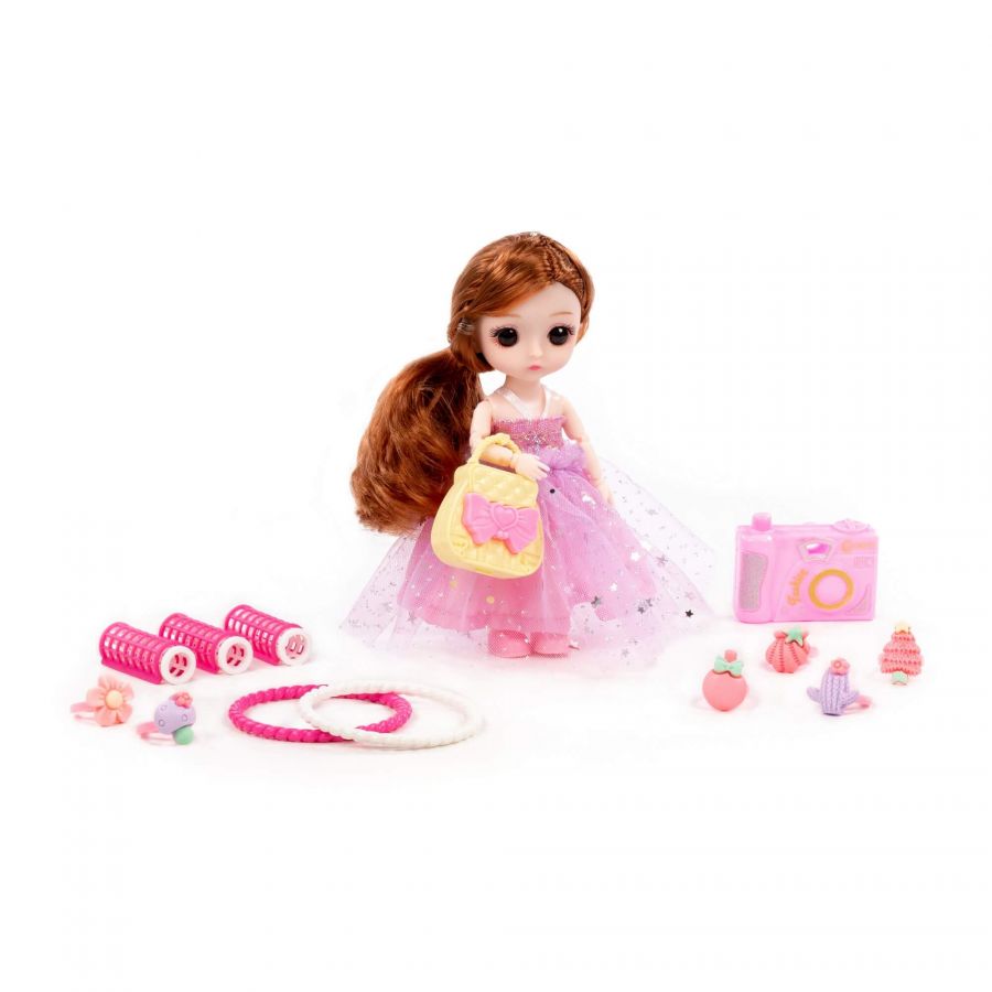 Кукла "Маша" (16 см) у парикмахера + аксессуары (13 элементов) (в коробке №3)