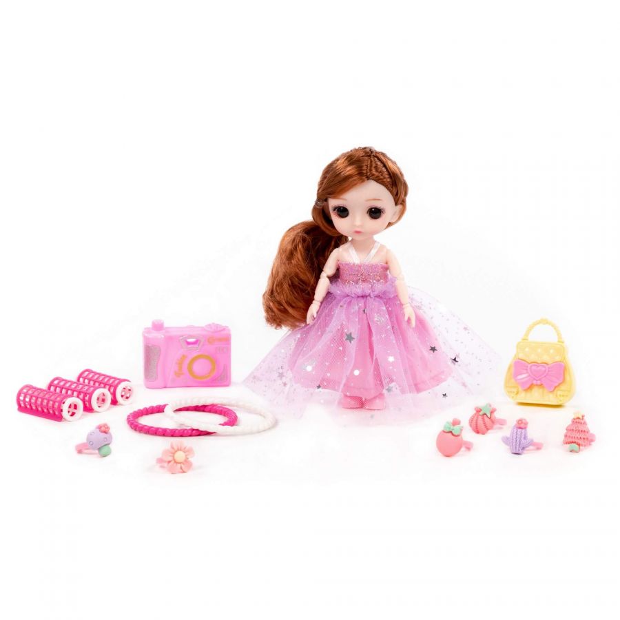Кукла "Маша" (16 см) у парикмахера + аксессуары (13 элементов) (в коробке №3)