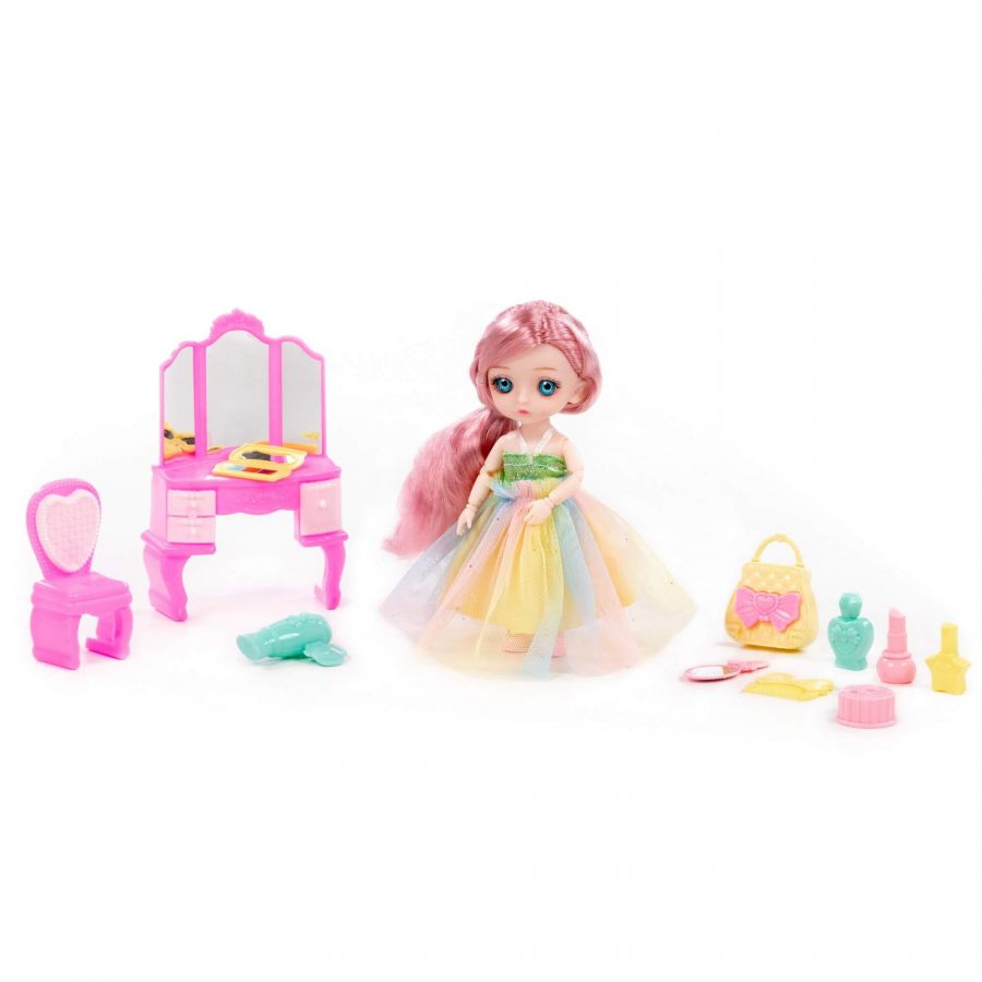 Кукла "Маша" (16 см) в нарядном платье + аксессуары (12 элементов) (в коробке №3)