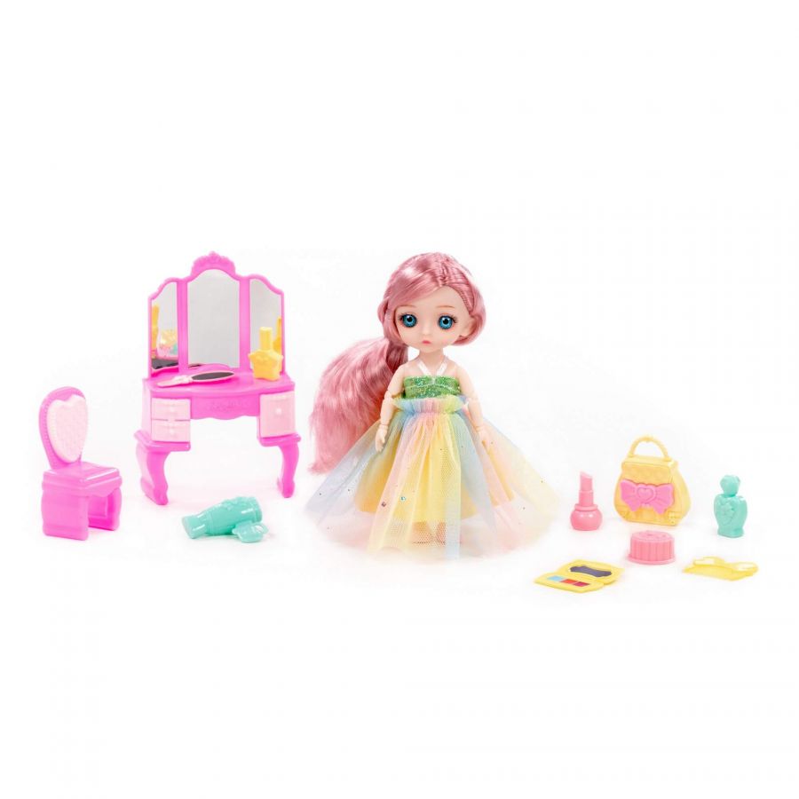 Кукла "Маша" (16 см) в нарядном платье + аксессуары (12 элементов) (в коробке №3)