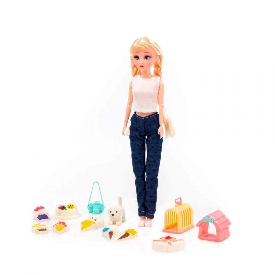 Кукла "Ксюша" (30 см) в брюках + аксессуары (12 элементов) (в коробке №4)
