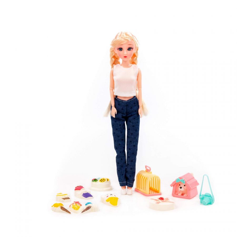 Кукла "Ксюша" (30 см) в брюках + аксессуары (12 элементов) (в коробке №4)