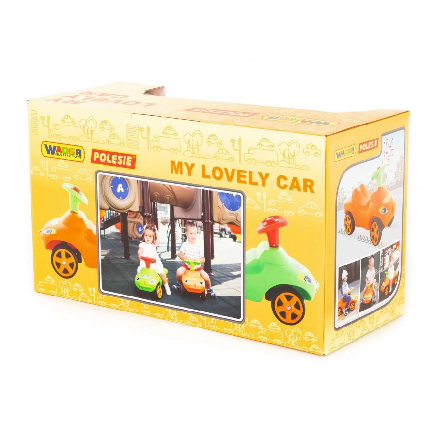 Каталка "Мой любимый автомобиль" со звуковым сигналом (оранжевая) (в коробке)