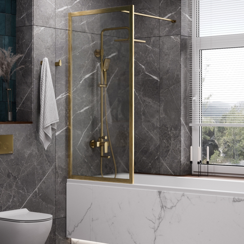 Стеклянная шторка на ванну WasserKRAFT Abens 20W 20W01-80BG, цвет профиля Матовое золото